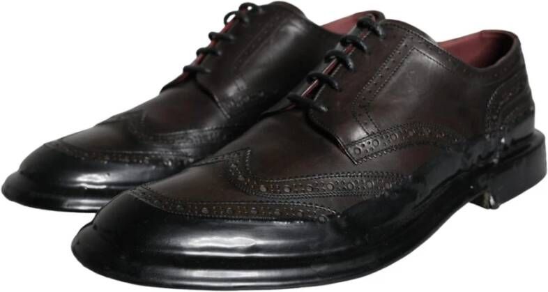 Dolce & Gabbana Zwarte Leren Wingtip Oxford Schoenen Black Heren