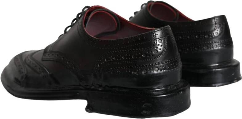 Dolce & Gabbana Zwarte Leren Wingtip Oxford Schoenen Black Heren