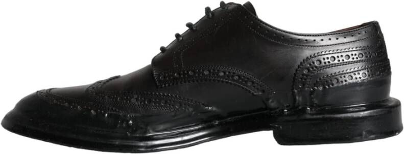 Dolce & Gabbana Zwarte Leren Wingtip Oxford Schoenen Black Heren