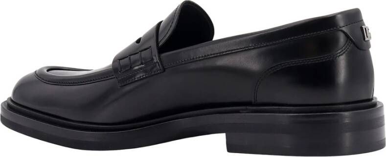 Dolce & Gabbana Zwarte Loafer Schoenen met Metalen Monogram Black Heren