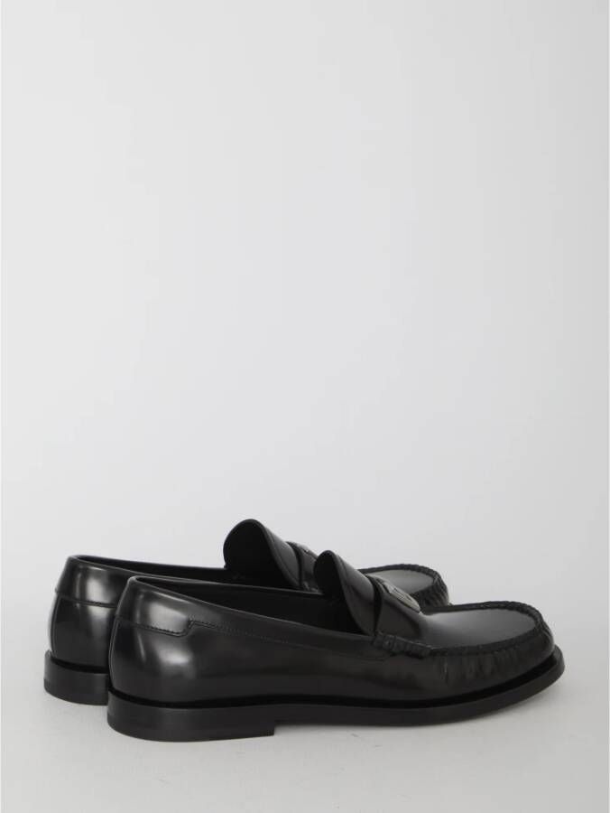 Dolce & Gabbana Zwarte Loafer Schoenen met Zilveren DG Logo Black Heren