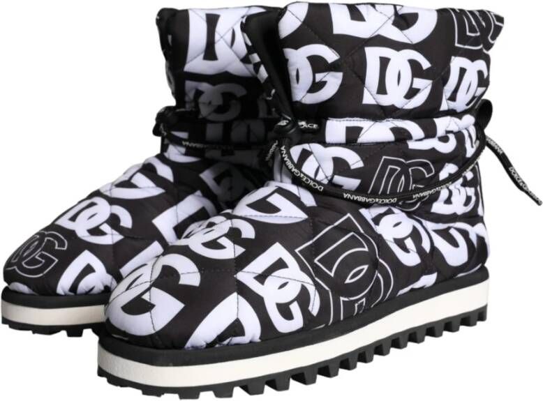 Dolce & Gabbana Zwarte Logo Nylon Mid Calf Laarzen Multicolor Heren