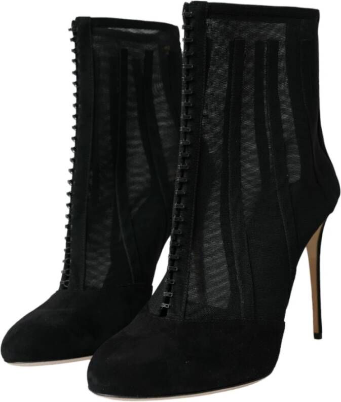 Dolce & Gabbana Zwarte Mesh Booties Enkellaarzen Black Dames