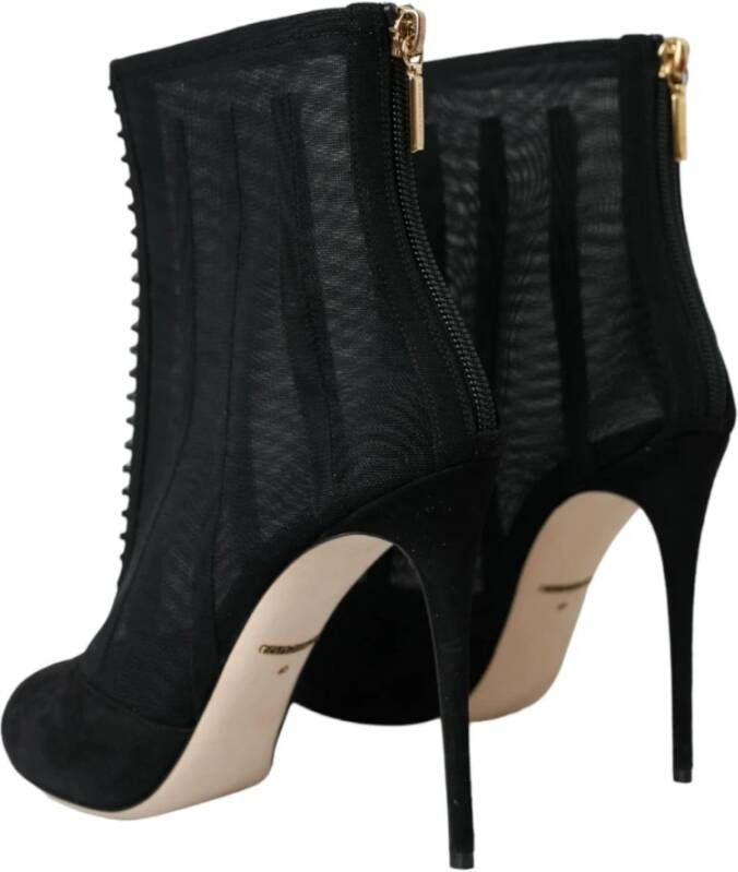 Dolce & Gabbana Zwarte Mesh Booties Enkellaarzen Black Dames