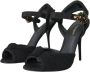 Dolce & Gabbana Zwarte Tule Stretch Enkelband Sandalen Black Dames - Thumbnail 9