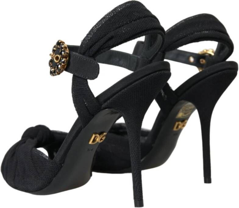 Dolce & Gabbana Zwarte Mesh Enkelband Hakken Black Dames