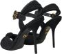 Dolce & Gabbana Zwarte Tule Stretch Enkelband Sandalen Black Dames - Thumbnail 10