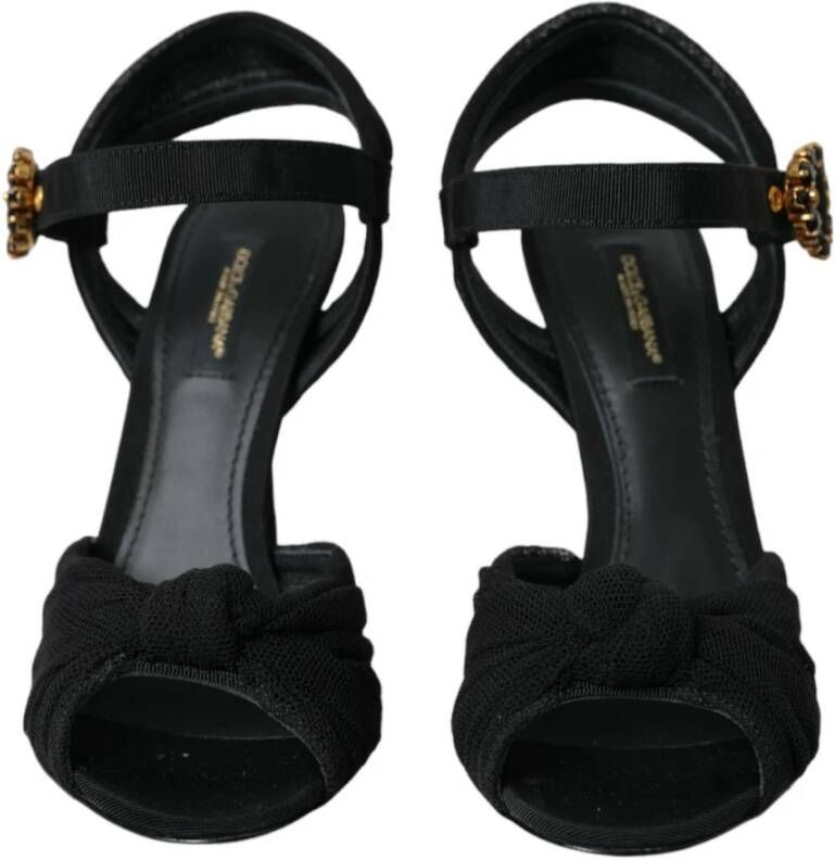 Dolce & Gabbana Zwarte Mesh Gesp Hakken Sandalen Black Dames