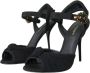 Dolce & Gabbana Zwarte Tule Stretch Enkelband Sandalen Black Dames - Thumbnail 3