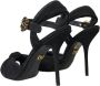 Dolce & Gabbana Zwarte Tule Stretch Enkelband Sandalen Black Dames - Thumbnail 4