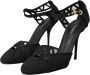 Dolce & Gabbana Zwarte Mesh Hoge Hak Sandalen Black Dames - Thumbnail 3