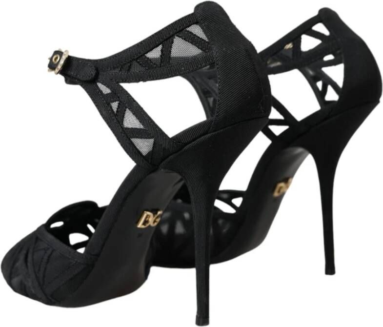 Dolce & Gabbana Zwarte Mesh Hoge Hak Sandalen Black Dames