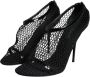 Dolce & Gabbana Zwarte Mesh Leren Enkelband Hakken Black Dames - Thumbnail 3