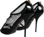 Dolce & Gabbana Zwarte Mesh Leren Enkelband Hakken Black Dames - Thumbnail 4