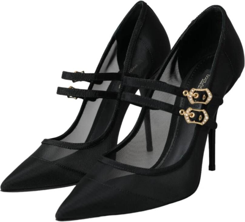 Dolce & Gabbana Zwarte Mesh Mary Janes Hakken Pumps Black Dames