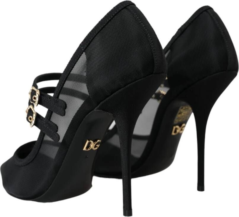 Dolce & Gabbana Zwarte Mesh Mary Janes Hakken Pumps Black Dames