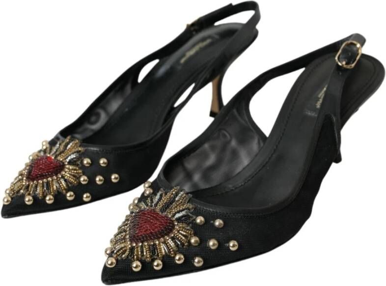 Dolce & Gabbana Zwarte Mesh Slingback Hakken Black Dames