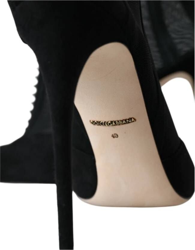 Dolce & Gabbana Zwarte Mesh Stiletto Enkellaarsjes Schoenen Black Dames