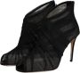 Dolce & Gabbana Zwarte Mesh Stiletto Enkellaarzen Black Dames - Thumbnail 4