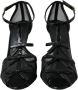 Dolce & Gabbana Zwarte Mesh T-Strap Hoge Hak Sandalen Black Dames - Thumbnail 2