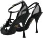 Dolce & Gabbana Zwarte Mesh T-Strap Hoge Hak Sandalen Black Dames - Thumbnail 4