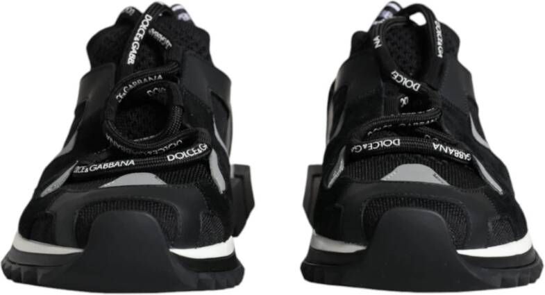 Dolce & Gabbana Zwarte Mesh Trekking Sneakers met Geribbelde Zool Black Dames