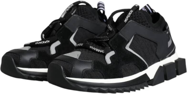 Dolce & Gabbana Zwarte Mesh Trekking Sneakers met Geribbelde Zool Black Dames