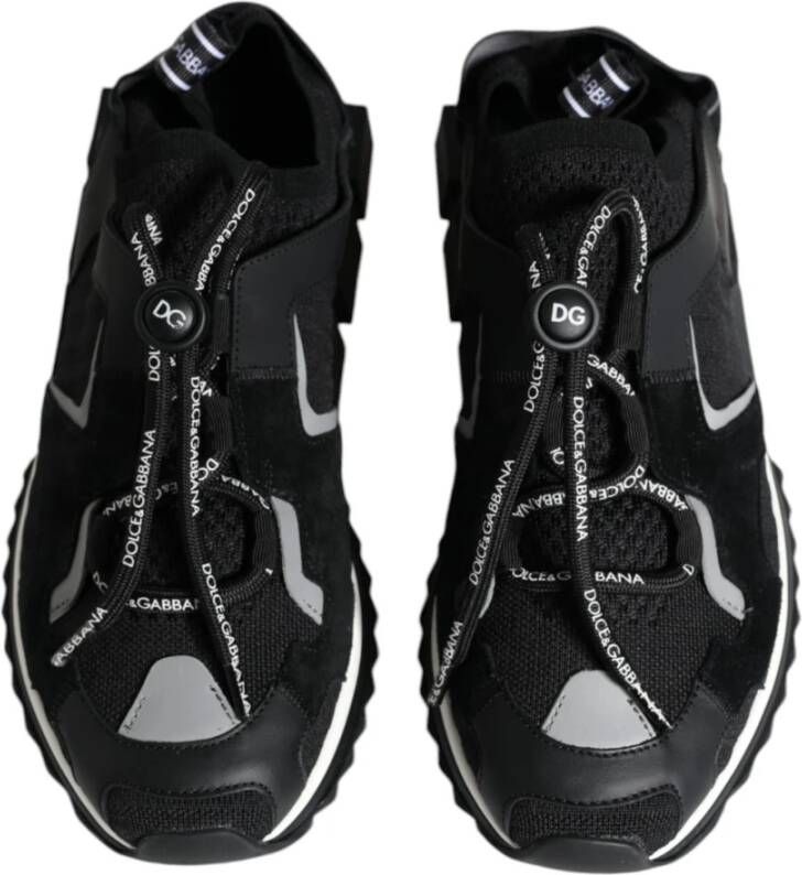 Dolce & Gabbana Zwarte Mesh Trekking Sneakers met Geribbelde Zool Black Dames