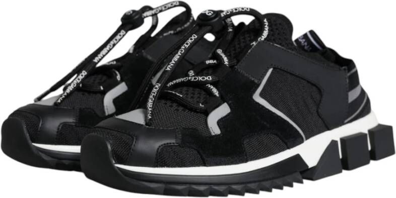 Dolce & Gabbana Zwarte Mesh Trekking Sneakers met Geribbelde Zool Black Dames