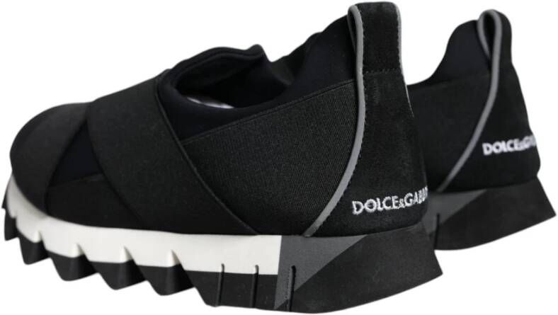 Dolce & Gabbana Zwarte Neopreen Lage Sneakers Black Dames