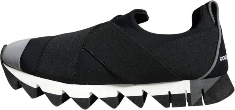 Dolce & Gabbana Zwarte Neopreen Lage Sneakers Black Dames