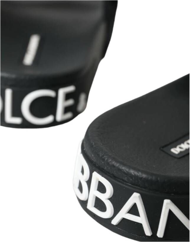 Dolce & Gabbana Zwarte Neopreen Slides Black Dames