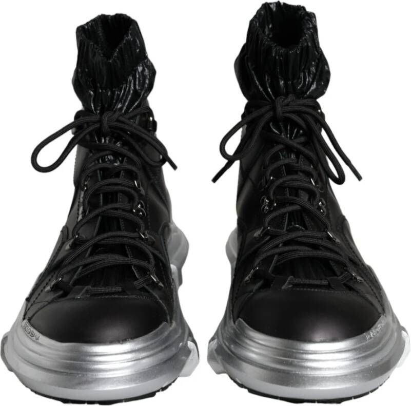 Dolce & Gabbana Zwarte Nylon Galileo High Top Sneakers Black Heren