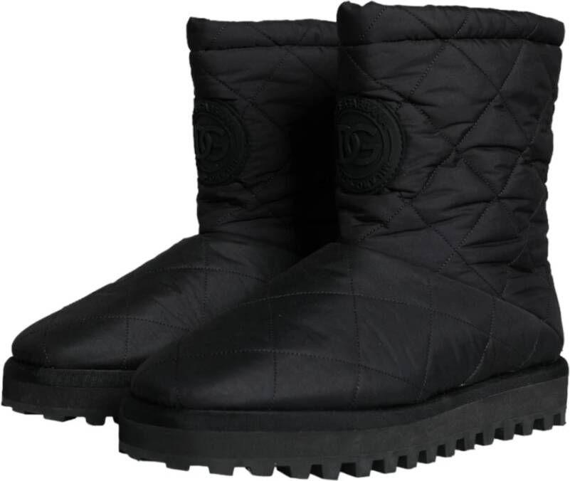 Dolce & Gabbana Zwarte Nylon Gevoerde Mid Calf Laarzen Black Dames