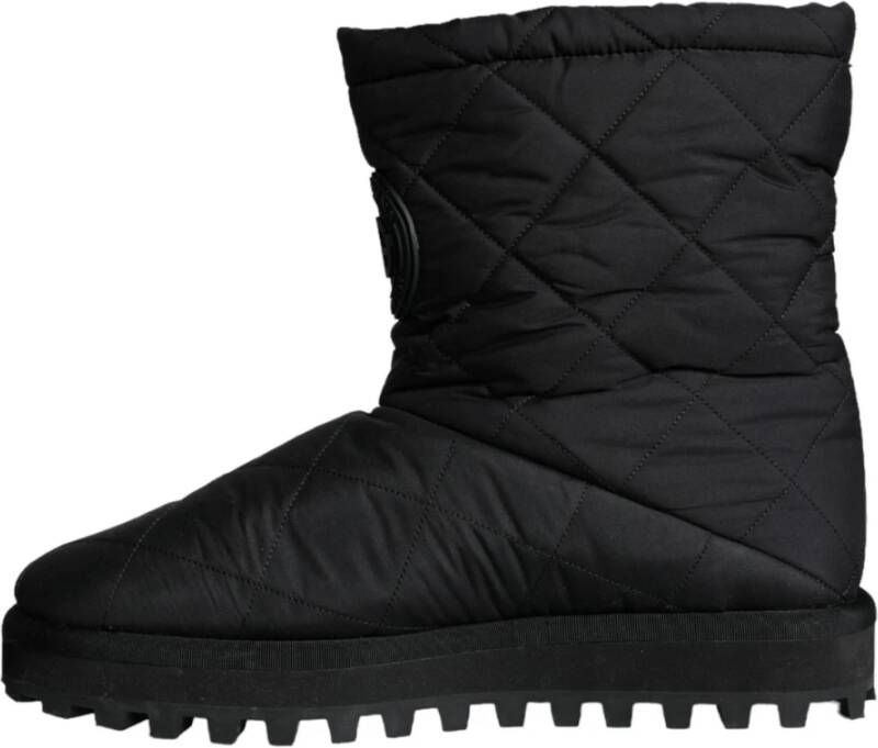 Dolce & Gabbana Zwarte Nylon Gevoerde Mid Calf Laarzen Black Dames