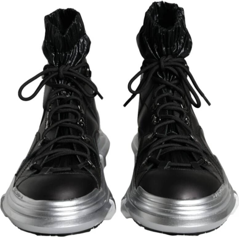 Dolce & Gabbana Zwarte Nylon High Top Sneakers Black Heren