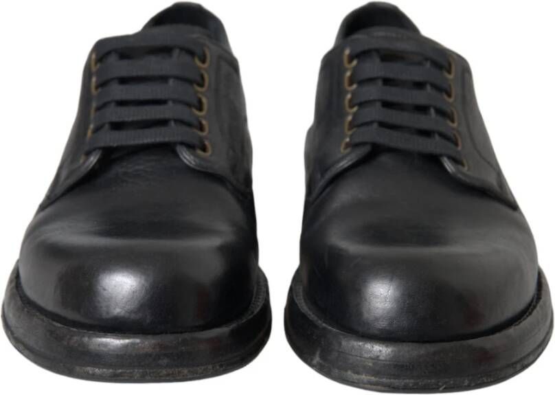 Dolce & Gabbana Zwarte Paardenleren Derby Heren Schoenen Black Heren