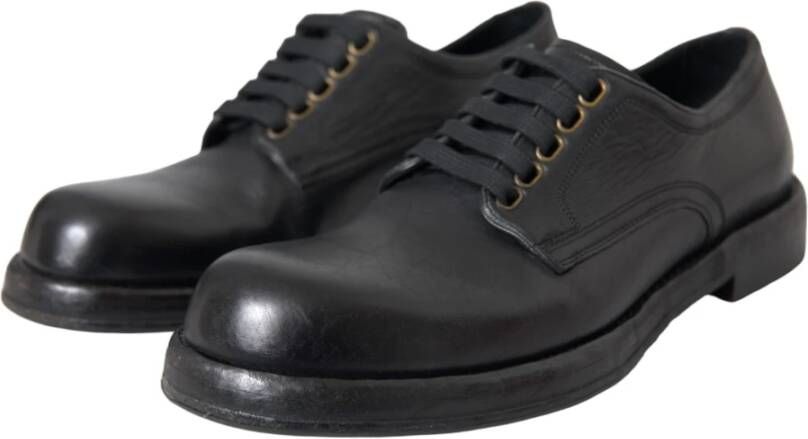 Dolce & Gabbana Zwarte Paardenleren Derby Heren Schoenen Black Heren