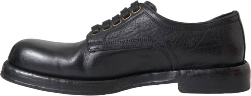 Dolce & Gabbana Zwarte Paardenleren Derby Heren Schoenen Black Heren