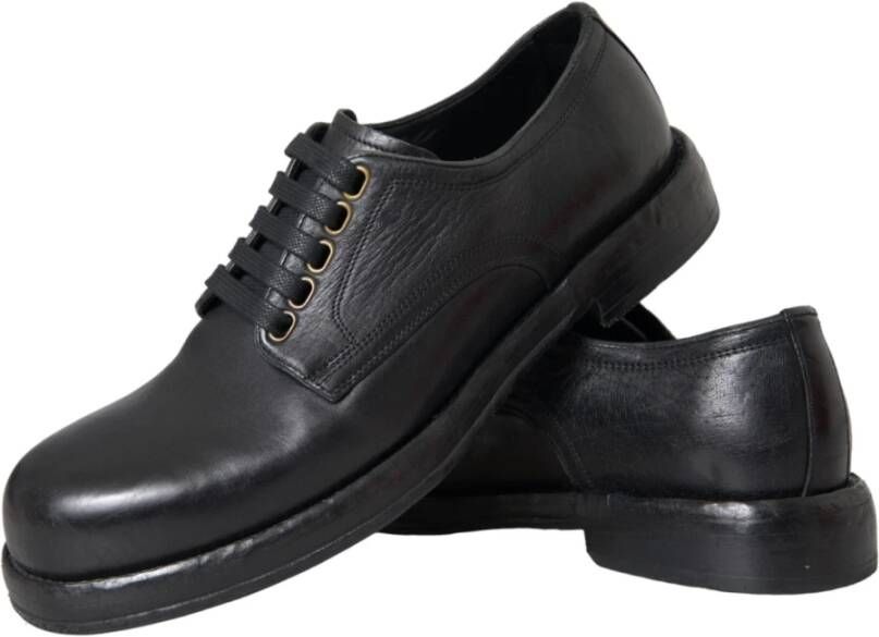 Dolce & Gabbana Zwarte Paardenleren Derby Heren Schoenen Black Heren