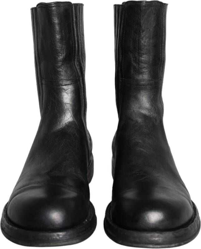 Dolce & Gabbana Zwarte Paardenleren Mid Calf Laarzen Black Heren