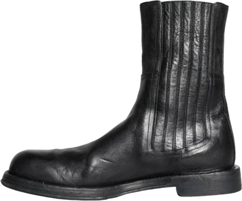 Dolce & Gabbana Zwarte Paardenleren Mid Calf Laarzen Black Heren