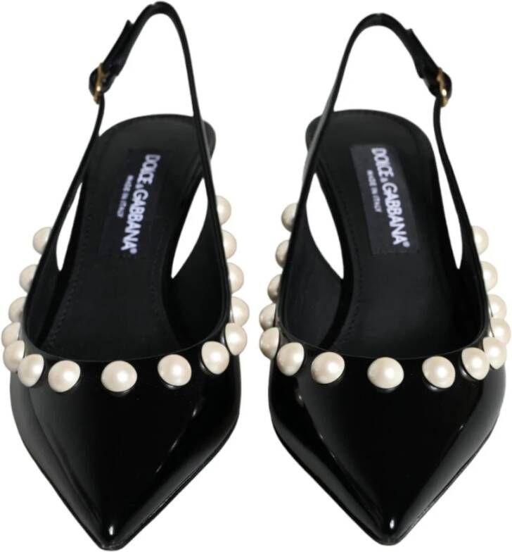 Dolce & Gabbana Zwarte Pearl Heel Slingback Schoenen Black Dames