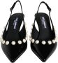 Dolce & Gabbana Zwarte Pearl Heel Slingback Schoenen Black Dames - Thumbnail 2