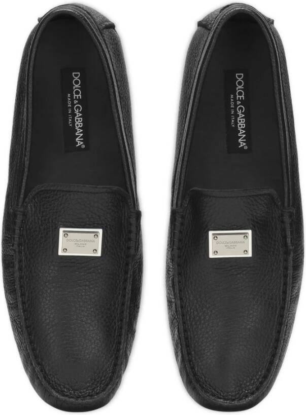 Dolce & Gabbana Zwarte platte schoenen Elegante stijl Black Heren