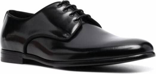 Dolce & Gabbana Zwarte platte schoenen Gros Grain Black Heren