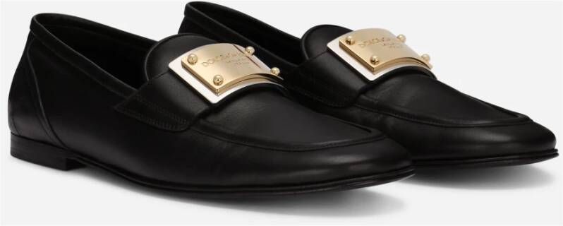 Dolce & Gabbana Zwarte platte schoenen met Ciabatta-logo Black Heren