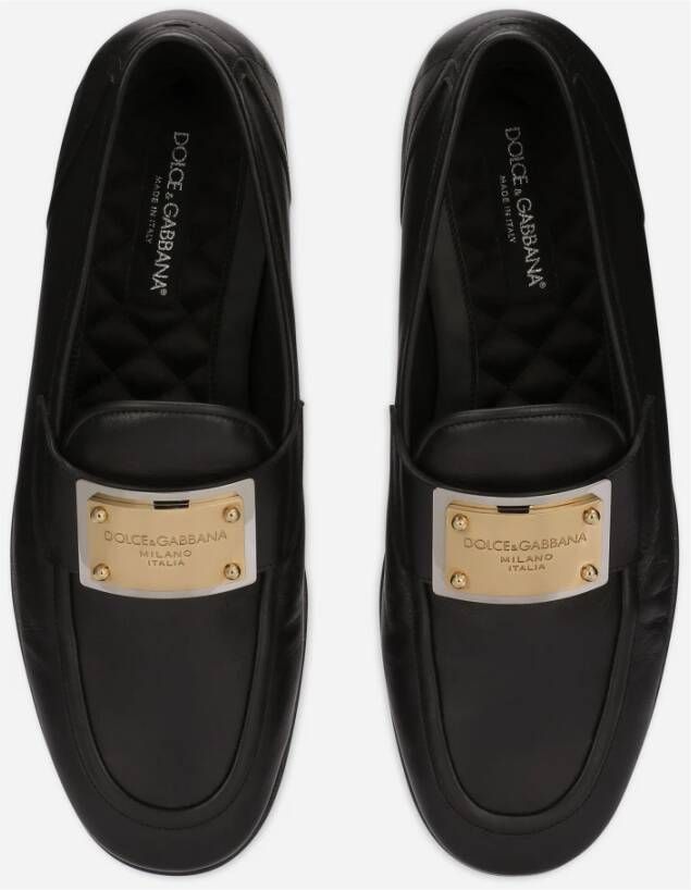 Dolce & Gabbana Zwarte platte schoenen met Ciabatta-logo Black Heren