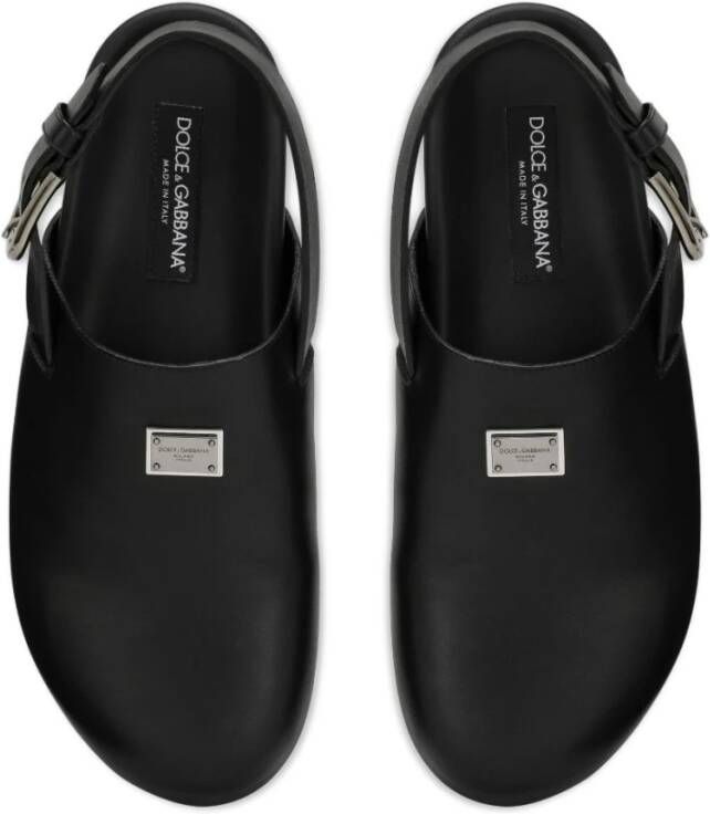 Dolce & Gabbana Zwarte platte schoenen met enkelband Black Heren