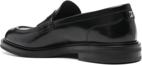 Dolce & Gabbana Zwarte platte schoenen met penny slot Black Heren